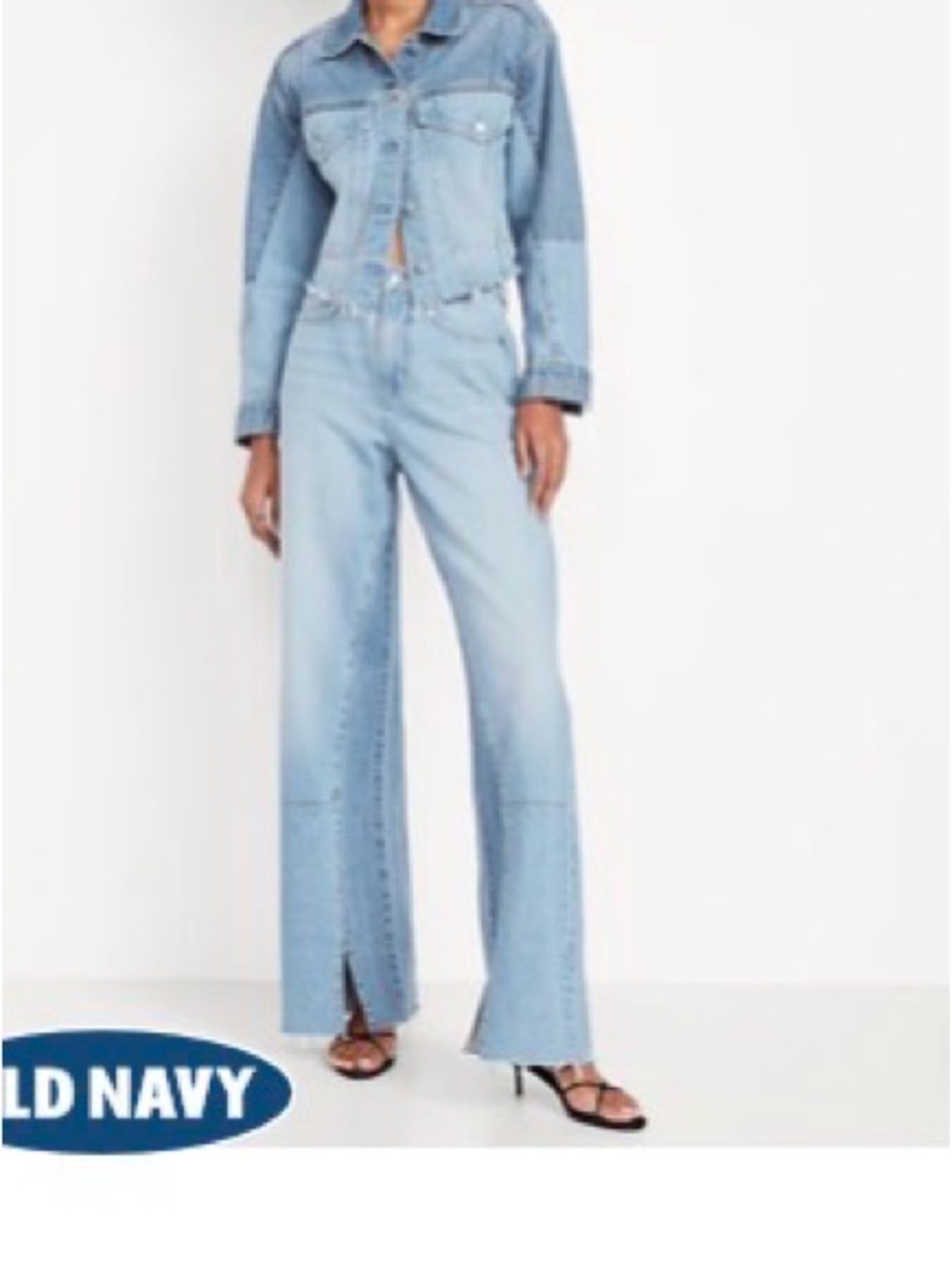 Old Navy Light Wash Wide Leg Jeans with Front Slit